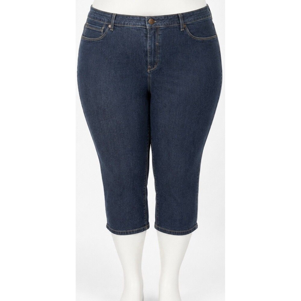 A3 Denim Capri Jeans Womens 26W Dark Wash Stretch Mid Rise Plus Slim Straight